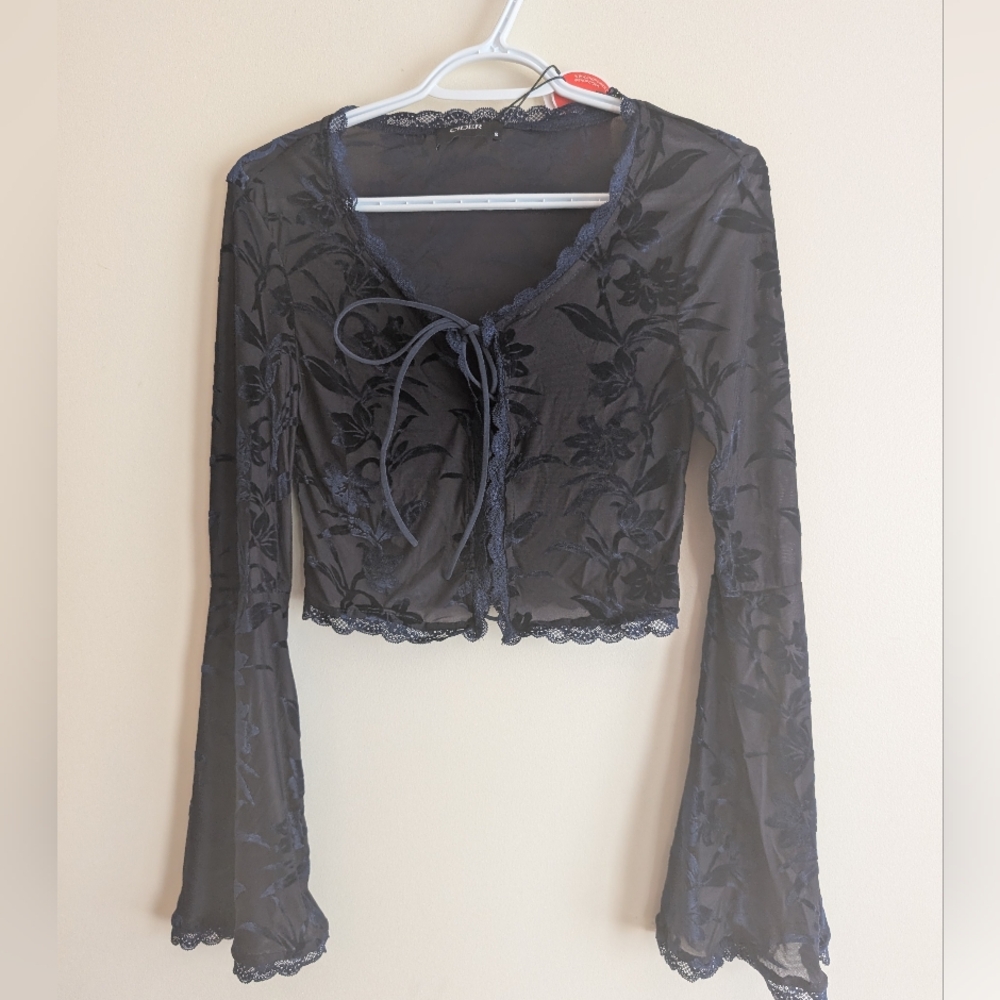 Elegant Black Lace Floral Top